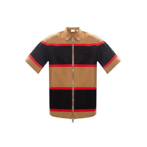  BURBERRY/博柏利 男士棕色棉質(zhì)短袖襯衫 80367711 PLFSX