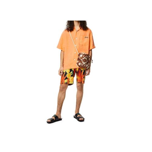  LOEWE羅意威 22年秋冬 男士 短袖襯衫 Bowling shirt in linen H616Y05X38-9130