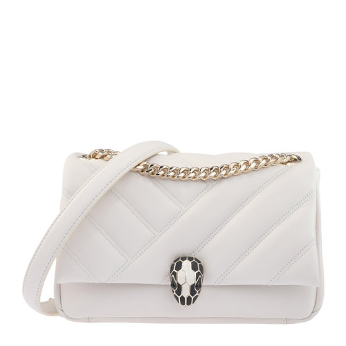 BVLGARI/寶格麗  女士白色小牛皮蛇頭扣裝飾單肩包斜挎包鏈條包翻蓋包女包 290235