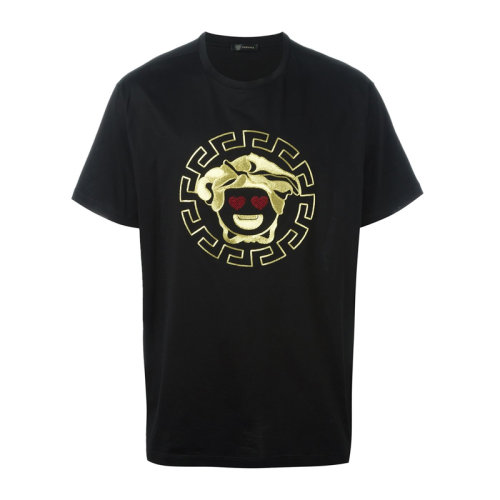 VERSACE JEANS/范思哲牛仔 男士黑色經典字母徽標美杜莎頭像印花裝飾圓領短袖上衣T恤 A73824-A201952-A008