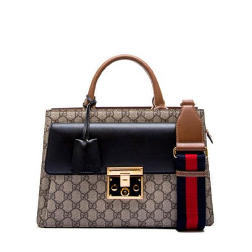 GUCCI/古馳 女包 Padlock系列 經(jīng)典雙G印花 女士棕色鎖扣手提單肩包 4954539F2RG9764