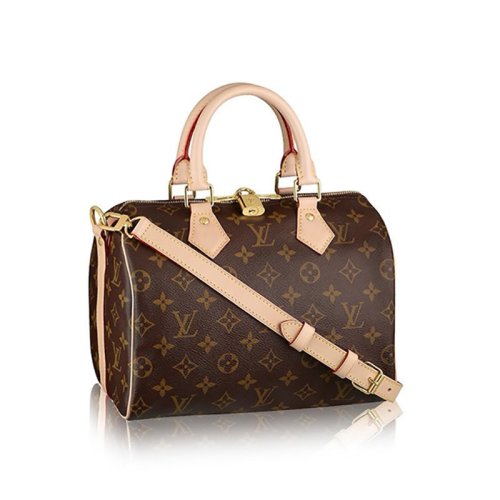 Louis Vuitton/路易威登 女士 棕色老花經(jīng)典帆布/配皮 Speedy25 帶肩帶 斜挎包 M41113 棕色【海外直采 3-4周后發(fā)貨】