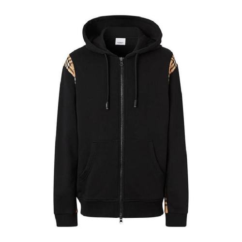  BURBERRY/博柏利 黑色經(jīng)典格紋拼接連帽夾克 80345101