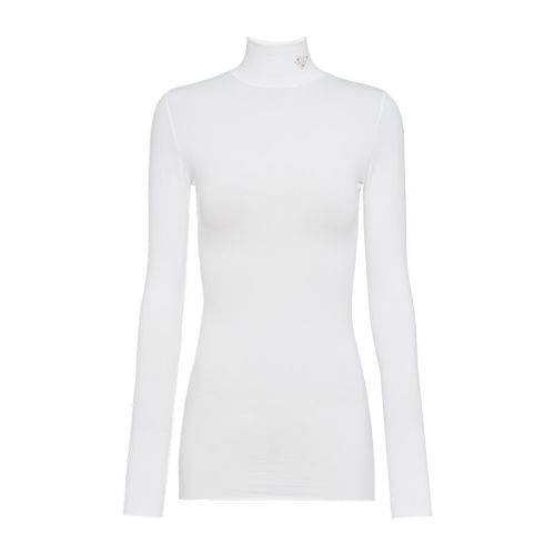 PRADA/普拉達 22年早春新款 女士白色尼龍平紋針織高領上衣39528_1YQ4_F0009_S_211