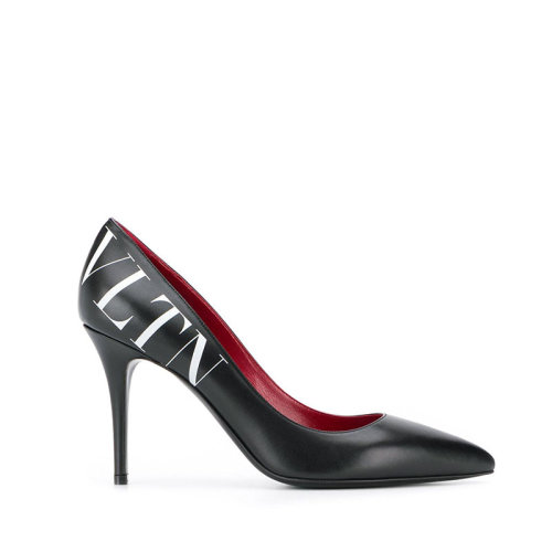 Valentino/華倫天奴  女鞋 品牌字母LOGO 女士黑色皮革高跟鞋 SW2S0Q35DGQ 0NI HKY012345C