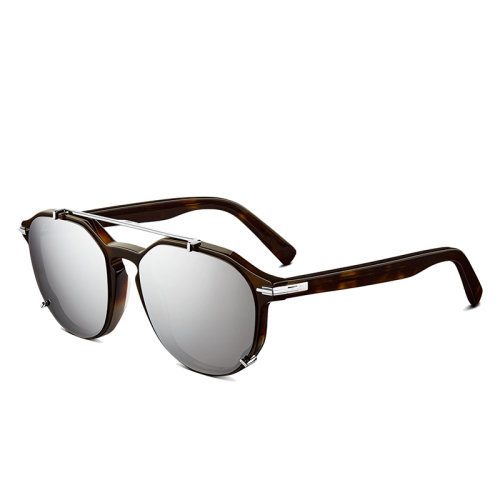 DIOR/迪奧 22年早春新款 DiorBlackSuit RI系列 男士銀色鏡面鏡片棕色至灰色漸變帶帽效果醋酸纖維鏡框太陽鏡墨鏡SUITRIR_29A4