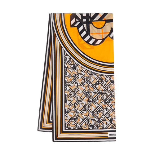 BURBERRY/博柏利 22年秋冬新款 男女同款亮橘色純棉老花圖案輕盈紗籠輕薄圍巾80561671