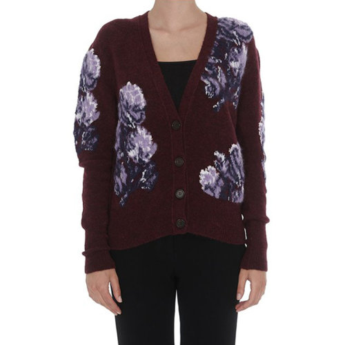 CHLOE/克洛伊  寇依女裝 花卉圖案 女士酒紅色羊毛時(shí)尚秋冬針織衫/毛衣 C19AMC26610601