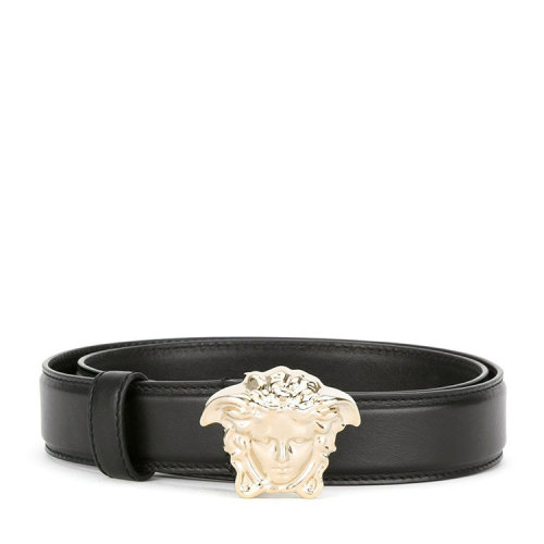 VERSACE/范思哲  女士黑色皮革時尚百搭美杜莎頭像裝飾板扣式皮帶腰帶   DCDD442DVT2 D410C  GMH0012CD