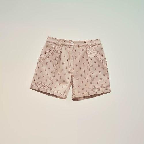  HERMES愛(ài)馬仕 22年秋冬 女士 短褲 Short denim imprime ??Cliquetis?? H2E0450DS1J34