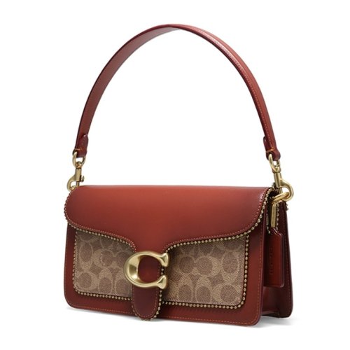 COACH 蔻馳 TABBY系列棕色銹色26號中號涂層帆布配皮手提斜挎包 6793 B4NQ4 女款