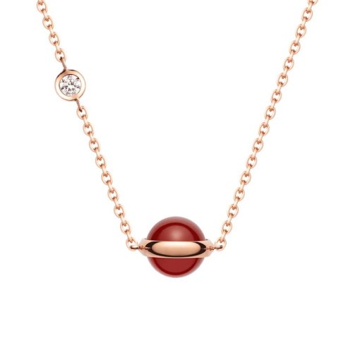 PIAGET/伯爵 經(jīng)典款POSSESSION時來運轉(zhuǎn)系列 18K金玫瑰紅玉髓鑲鉆項鏈 G33PB200