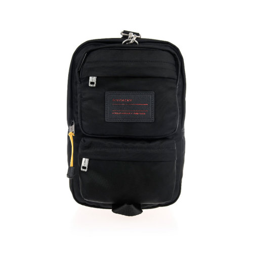 Givenchy/紀(jì)梵希 男士 男包皮質(zhì)品牌字母LOGO拉鏈?zhǔn)胶谏猃垎渭绨笨姘?BK501FK08E-001