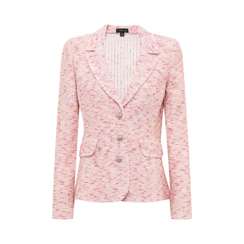 【21春夏新款】St. John/盛薔 粉色小香風(fēng)修身針織女士夾克K633Q01