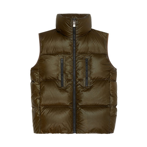 Givenchy/紀(jì)梵希 22年秋冬新款 男士軍綠色錦綸飾有可折疊式兜帽背面點(diǎn)綴刺繡LOGO字母立領(lǐng)無(wú)袖羽絨服馬甲BM00YM1445-309