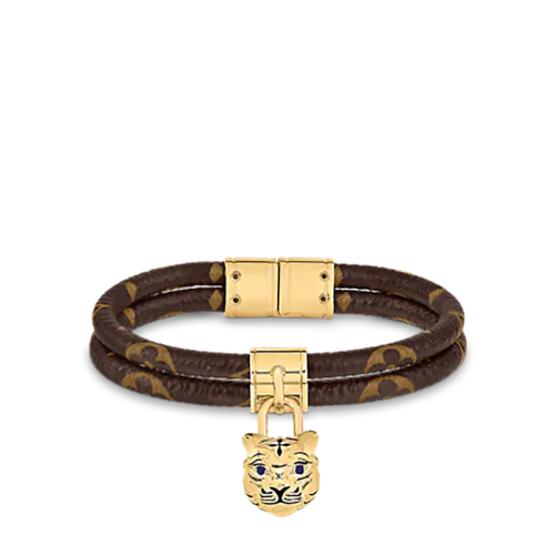 Louis Vuitton/路易威登 22春夏新款MY TIGER系列 老花帆布金扣金色虎頭造型手鏈M8032F