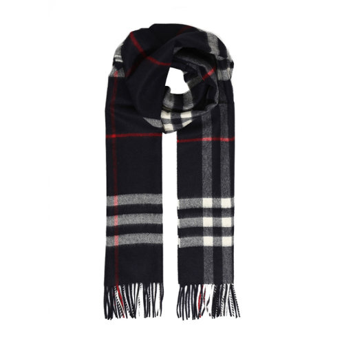 BURBERRY/博柏利 男女通用 中性經(jīng)典Giant Icon海軍藍(lán)色格紋羊絨圍巾圍脖 3993734