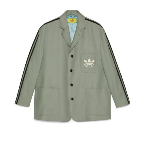  GUCCI古馳 22年秋冬 男士 adidas x Gucci聯(lián)名系列羊毛法蘭絨夾克 721097 ZAK4U 1128