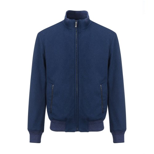 CANALI/康納利 藍(lán)色 男士羊毛拉鏈棉服 O40339A-SG01118-302 18秋冬