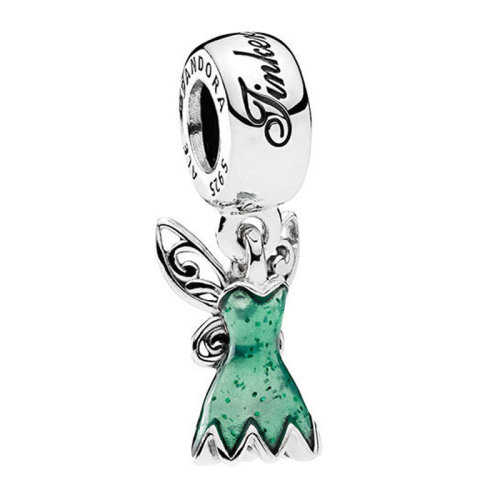 PANDORA/潘多拉  女士綠色春奇妙仙子裙925銀吊墜 792138EN93