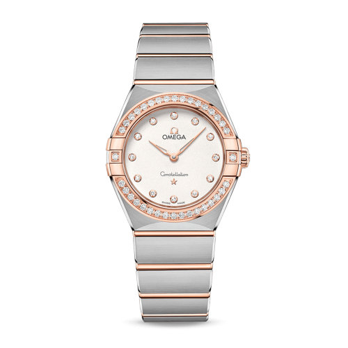 OMEGA/歐米茄 星座系列 精鋼 18K金 外圈鑲鉆 鉆石刻度 石英機(jī)芯 女士腕表 131.25.28.60.52.001