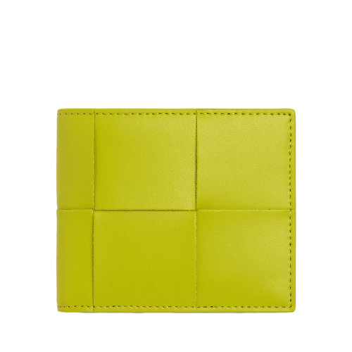 Bottega Veneta/葆蝶家 22春夏新款 男士獼猴桃色I(xiàn)ntreccio編織牛皮革雙折錢包649603VBWD23560