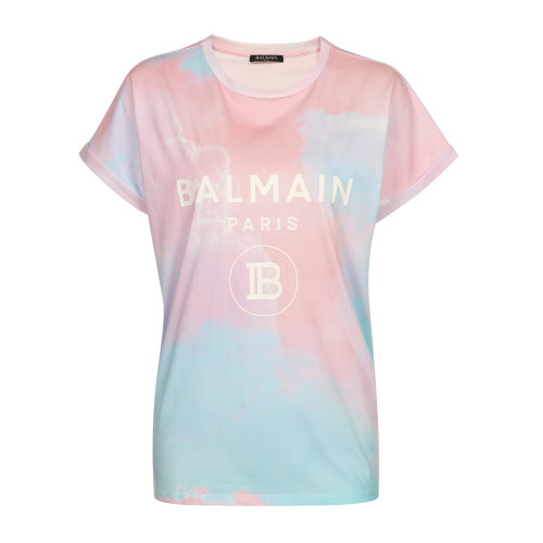 Balmain/巴爾曼 彩色 女士LOGO圖案短袖T恤 SF01632I312 20