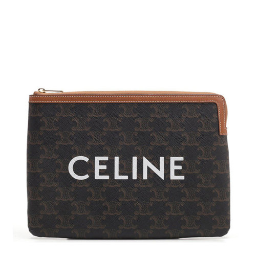 CELINE/賽琳 女士黑色皮革徽標(biāo)印花字母LOGO卡包錢夾錢包手拿包女包 10D672-BZQ-04LU