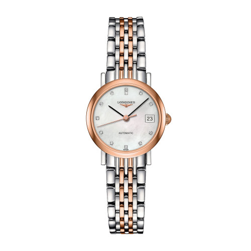 LONGINES/浪琴 博雅系列 精鋼表殼/200微米 18K包金玫瑰金 鉆石時(shí)標(biāo) 自動(dòng)機(jī)械 女士腕表 L4.309.5.87.7
