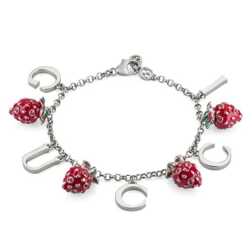  GUCCI古馳 22年秋冬 女士 Gucci和草莓墜飾手鏈 704253 J1630 9092