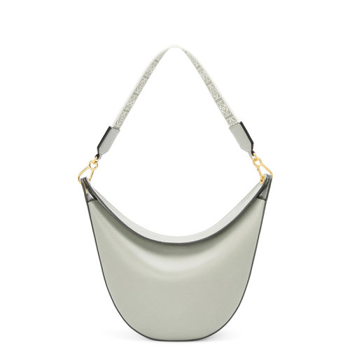 LOEWE/羅意威 22春夏新款LUNA系列 女士灰白色牛皮革壓紋徽標(biāo)金扣配可拆卸老花印花肩帶單肩手提腋下新月hobo流浪包A923PL9X07-1760