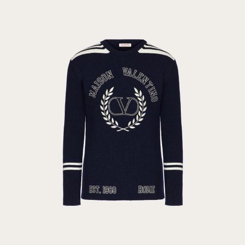  VALENTINO華倫天奴 22年秋冬 男士 針織衫 PULL RAS-DE-COU EN LAINE A_VEC BRODERIE MAISON V