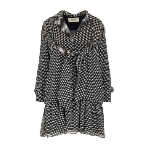 CELINE/賽琳 思琳女裝   復(fù)古 雪紡裙 女士混色絲質(zhì)連衣裙 2R353150E.38AW