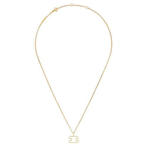 CELINE/賽琳 22新款 TRIOMPHE系列 女士金色黃銅框架龍蝦扣項(xiàng)鏈460GD6BRA.35OR