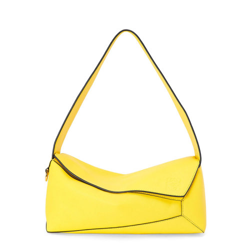 LOEWE/羅意威 22新款Puzzle Hobo系列 女士檸檬色納帕小牛皮單肩手提腋下包流浪包A510J67X01-8240