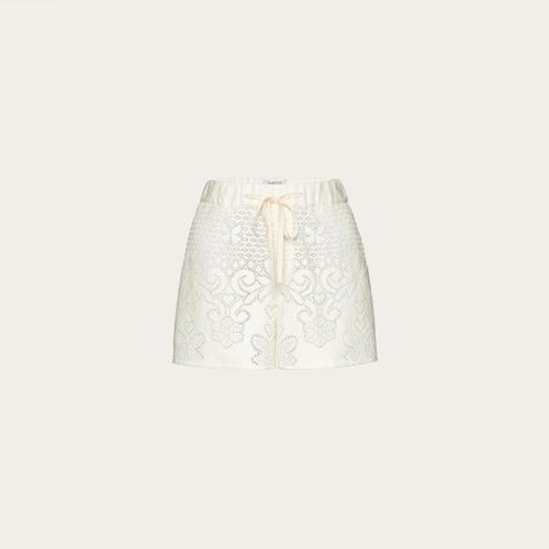  VALENTINO華倫天奴 22年秋冬 女士 短褲 SHORT EN DENTELLE DE COTON XB3RF12T6U6DC4