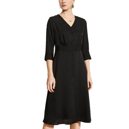 GeleiStory/GeleiStory  春夏新款中裙純色裙高腰中袖絲綢裙子  女裝＞女士裙裝＞女士連衣裙