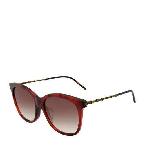 GUCCI/古馳 時(shí)尚 復(fù)古 方形 全框 竹節(jié)設(shè)計(jì) 鏡腿 女士 太陽(yáng)鏡 黑色 紅色 漸變色鏡片 墨鏡 眼鏡 GG0655SA 56mm GUCCI 古馳