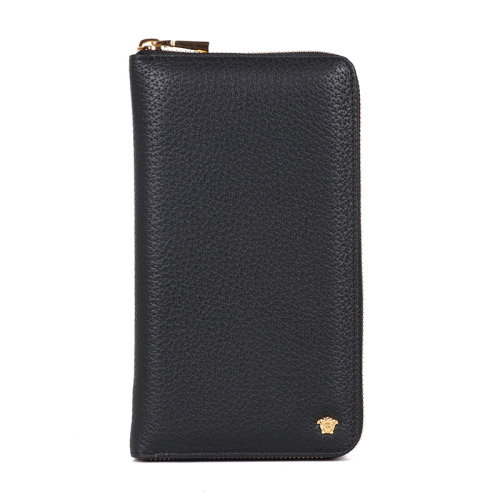 VERSACE/范思哲 男士 小金色美杜莎微標(biāo)黑色長(zhǎng)款卡包錢包 DP33597-DGOV2-D41OH