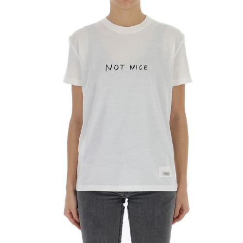  Miu Miu/繆繆 女士白色棉質(zhì)短袖T恤 MJN0781T10F0009 PLFSX