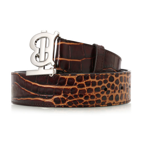牛皮棕紅色鱷魚紋男士腰帶 BURBERRY/博柏利 巴寶莉 男士腰帶 褲帶 皮帶男