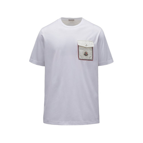 Moncler/蒙克萊 22年秋冬新款 男士光學白色純棉飾口袋圓領(lǐng)短袖T恤H10918C000488390Y001