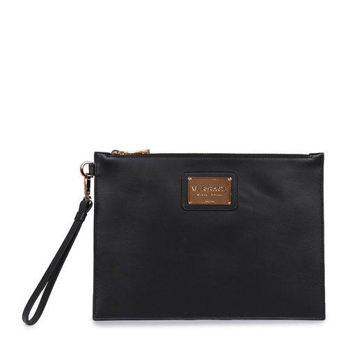 VERSACE/范思哲  男士皮革金屬LOLG手拿包 黑色 DP85102-DVIT88-D41TR