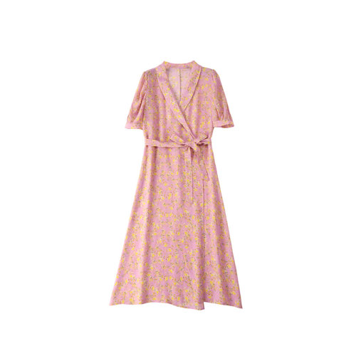 GeleiStory/GeleiStory 夏季女裝高腰顯瘦碎花裙子氣質(zhì)長(zhǎng)裙法式真絲桑蠶絲連衣裙   女裝＞女士裙裝＞女士連衣裙