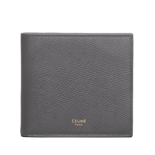 CELINE/賽琳 經典款 男士灰色粒面小牛皮雙折短款輕薄型錢包10B653BEN.10DC
