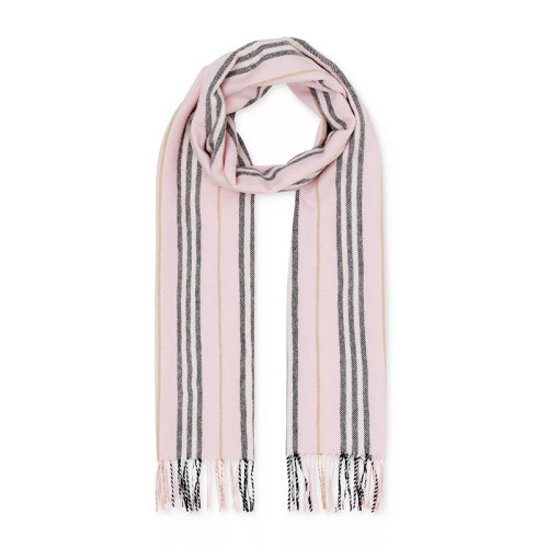 BURBERRY/博柏利 女士粉紅色經典Icon條紋流蘇裝飾羊絨圍巾圍脖 8019207
