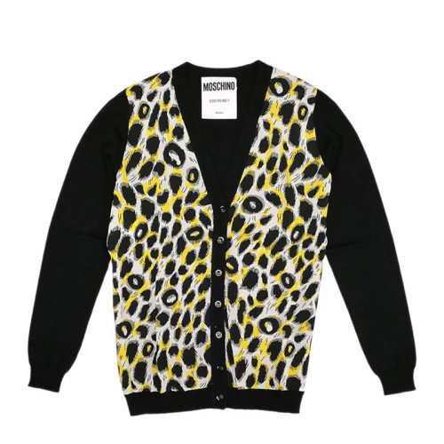 Moschino/莫斯奇諾  女裝 服飾 豹紋羊毛系扣開衫 女士針織衫毛衣