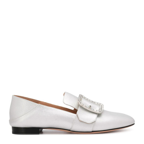 BALLY/巴利女士皮革水鉆搭扣時(shí)尚金屬感淺口一腳蹬懶人鞋平底鞋皮鞋休閑鞋樂福鞋女鞋62312多色可選