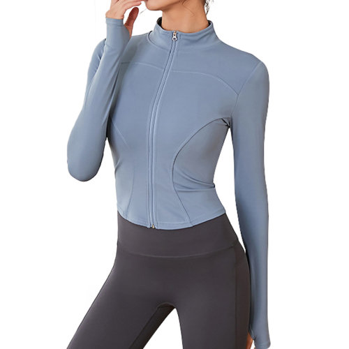 GeleiStory/GeleiStory 瑜伽服秋冬立領(lǐng)長袖女健身服運動拉鏈外套袖口開孔健身房吸汗女裝＞女士外套＞女士夾克