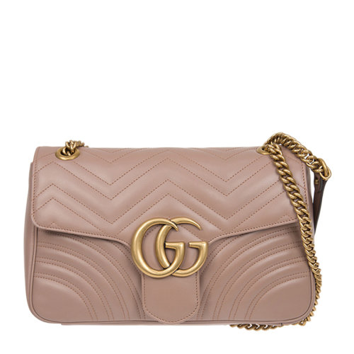 GUCCI/古馳  Marmont系列女士牛皮波浪紋雙G中號(hào)絎縫單肩包斜挎包女包 443496-DTDIT多色可選